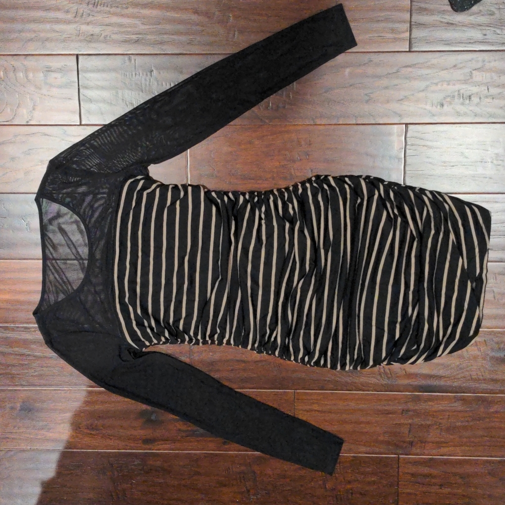 Black and tan striped bodycon dress